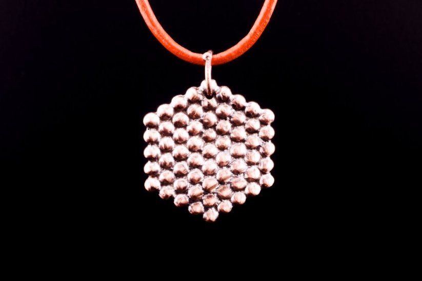 Bronze-copper honeycomb pendant #082