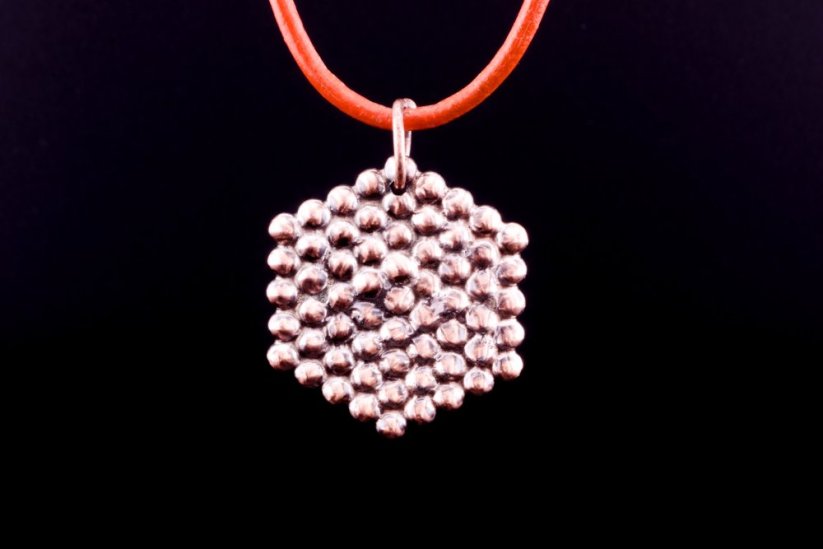 Bronze-copper honeycomb pendant #082