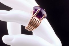 👑 Celestial Crown – Amethyst & Silver & Copper Ring ✨