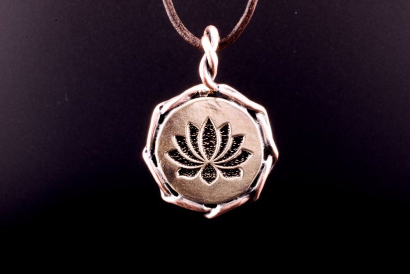 Bronze-Copper Pendant with Oak and Lotus Symbols #085