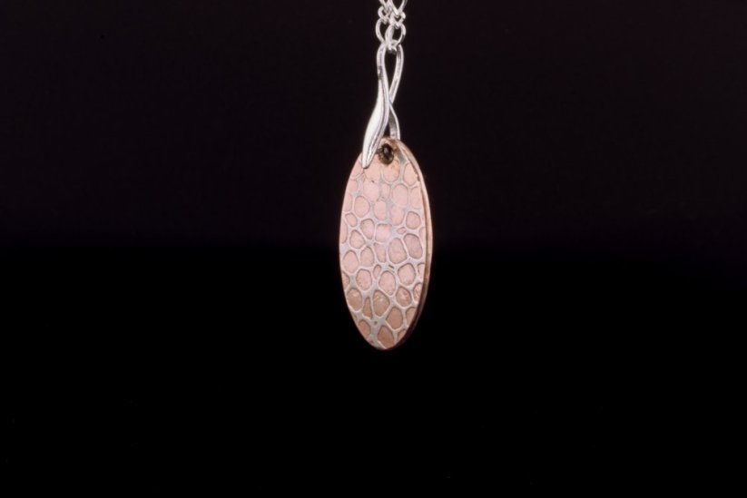Silver-Copper Oval: One-of a Kind Artisan Pendant #016
