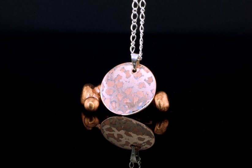 Unique pendant of three colors: One-of-a-kind copper-silver jewelry #027