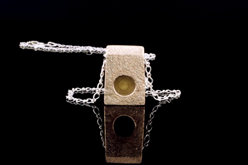 Bronze Handbag with 22K gold element: One-of-a-kind artisan pendant #035