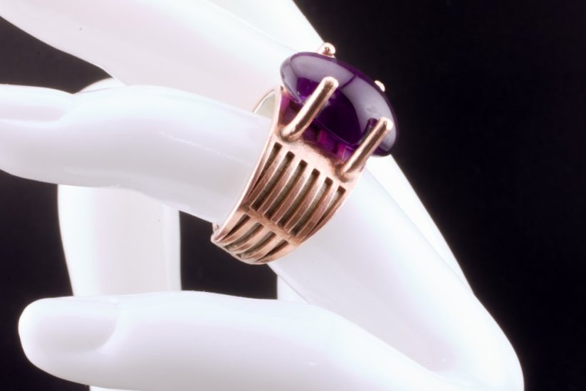 👑 Celestial Crown – Amethyst & Silver & Copper Ring ✨