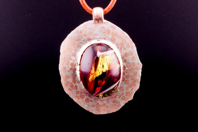 Copper-Silver Medieval Elegance Pendant: Unique Artisan jewelry #091