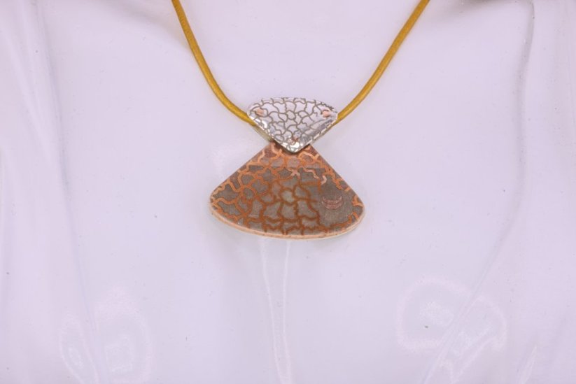Charming copper-silver pendant featuring unique organic shapes #120